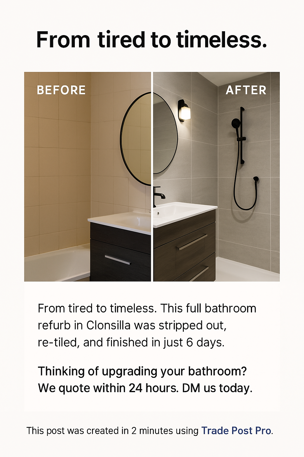 Bathroom renovation before and after comparison